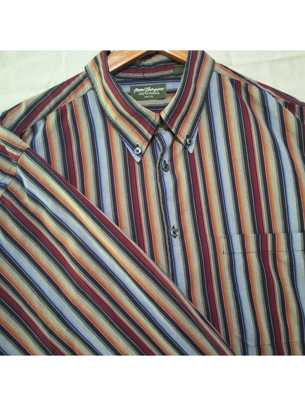 Norm Thompson Men's Striped Button-Down Shirt 100% Cotton XL